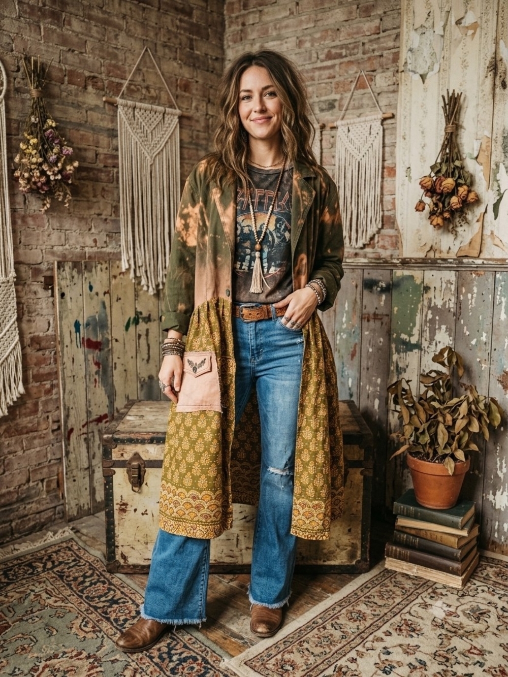 CUSTUM RUST AND MOSS DUSTER SM-XL